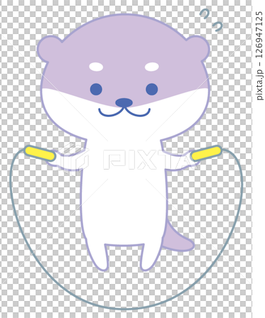 縄跳びをするかわいいカワウソのキャラクター 126947125