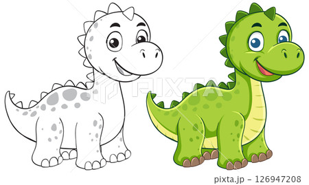 Cute Cartoon Dinosaur Vector Illustration 126947208