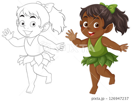 Playful Fairy Character in Vector Illustration 126947237
