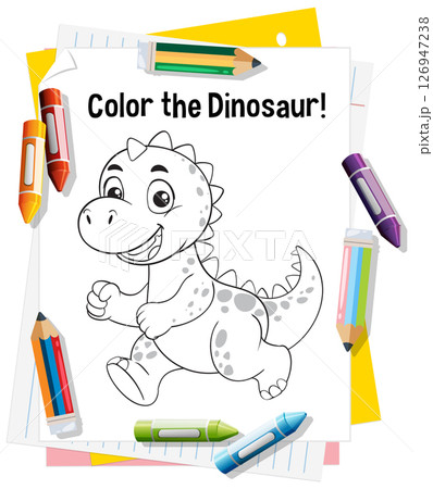 Playful Dinosaur Coloring Page for Kids 126947238