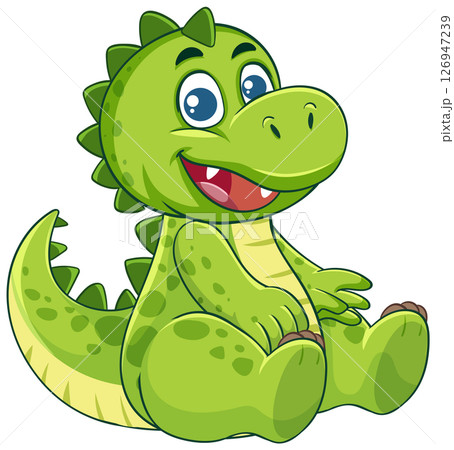 Cute Cartoon Dinosaur with Playful Expression Cute Cartoon Dinosaur with Playful Expression 126947239