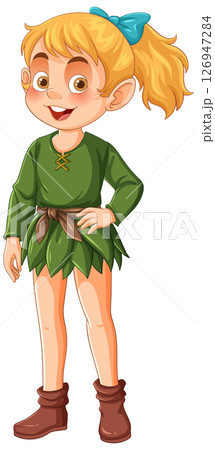 Playful Fairy with Green Outfit and Blonde Hair Playful Fairy with Green Outfit and Blonde Hair 126947284