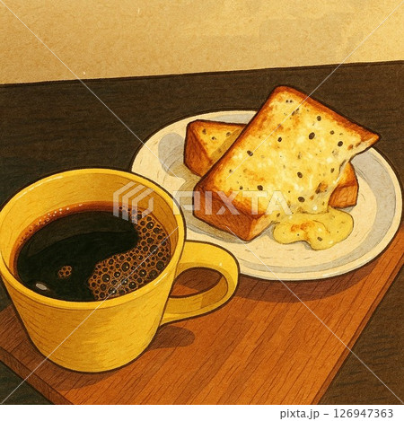 チーズトーストとコーヒー チーズトーストとコーヒー 126947363