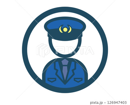 警察官おまわりさんのシンプルな丸いカラーイラストアイコン 126947403