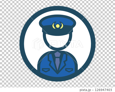 警察官おまわりさんのシンプルな丸いカラーイラストアイコン 126947403