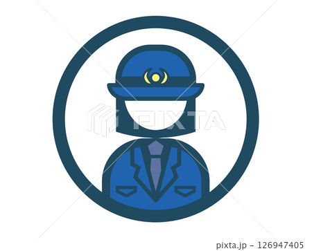 警察官おまわりさんのシンプルな丸いカラーイラストアイコン 126947405