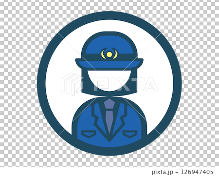 警察官おまわりさんのシンプルな丸いカラーイラストアイコン 126947405