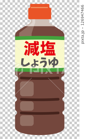 Illustration of a bottle of reduced-sodium soy sauce 126947466