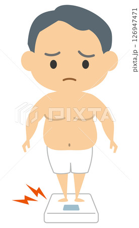 体重計に乗るダイエット中の男性 126947471