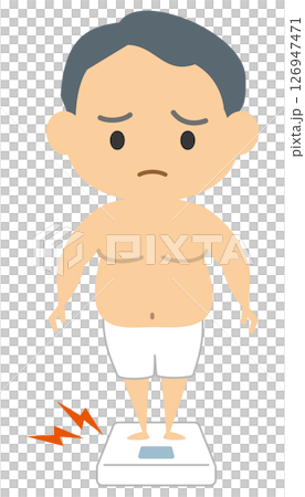 体重計に乗るダイエット中の男性 126947471