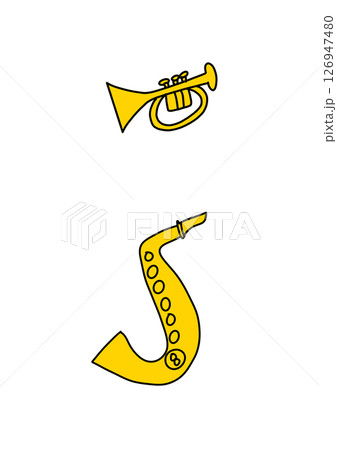 簡素な線で　トランペットとサックス 126947480
