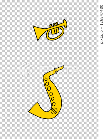 簡素な線で　トランペットとサックス 126947480