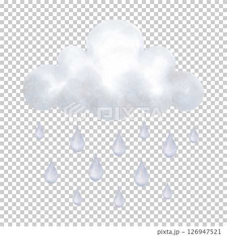Cloud with falling raindrops. Watercolor style marker illustration. Composition in blue tones with elements of sky, weather. Hand drawn isolated art. Cartoon children's sketch for bedroom, postcard. Cloud with falling raindrops. Watercolor style marker illustration. Composition in blue tones with elements of sky, weather. Hand drawn isolated art. Cartoon children's sketch for bedroom, postcard. 126947521