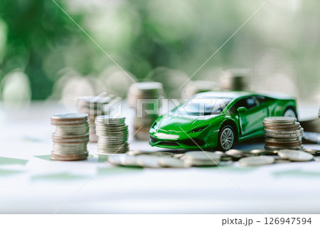ESG strategies are driving business growth, boosting revenue and financial success by aligning economic goals with sustainable finance. growth, revenue, finance, economic, financial. green car 126947594