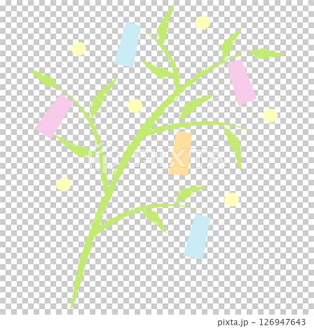 色彩鮮豔的七夕紙條插圖，看起來像是用畫筆畫的 126947643