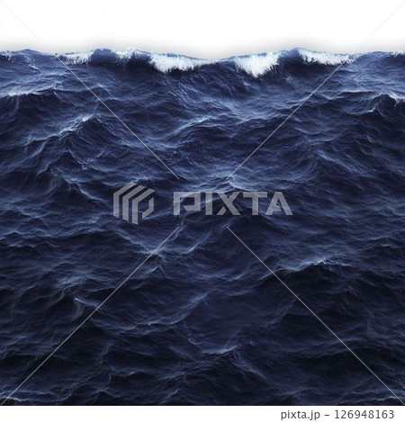 Deep Blue Ocean Waves Splashing with Powerful Energy and Visual Motion Above Surface 126948163