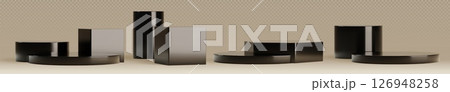 Black podiums and pedestals Black podiums and pedestals 126948258