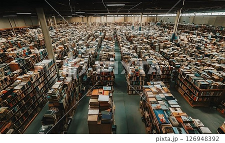 A Vast Library Filled with Endless Rows of Books and Knowledge 126948392
