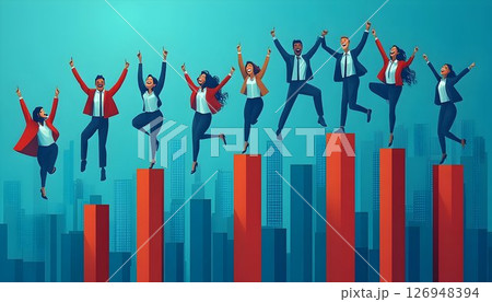 Team Celebrating Success with Joyful...のイラスト素材 [126948394] - PIXTA