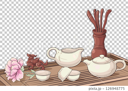 Tea Ceremony Isolated Colored Detailed Illustration Tea Ceremony Isolated Colored Detailed Illustration 126948775