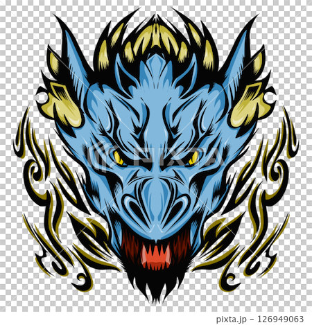 Tribal head mascot dragon sticker illustration. Perfect for tattoos, stickers, hats, clothes, logos, icons Tribal head mascot dragon sticker illustration. Perfect for tattoos, stickers, hats, clothes, logos, icons 126949063