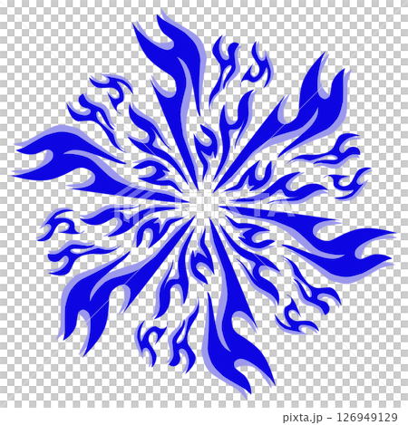 Blue tribal mandala icon with shadow. Perfect for logos, icons, items, tattoos, stickers, posters, banners, clothes, hats 126949129