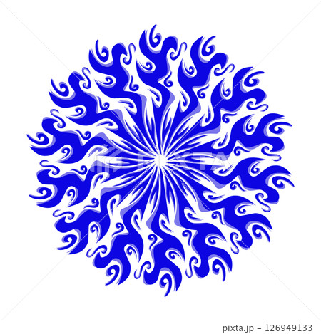 Blue tribal mandala icon with shadow. Perfect for logos, icons, items, tattoos, stickers, posters, banners, clothes, hats Blue tribal mandala icon with shadow. Perfect for logos, icons, items, tattoos, stickers, posters, banners, clothes, hats 126949133