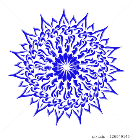 Blue tribal mandala icon with shadow. Perfect for logos, icons, items, tattoos, stickers, posters, banners, clothes, hats Blue tribal mandala icon with shadow. Perfect for logos, icons, items, tattoos, stickers, posters, banners, clothes, hats 126949146
