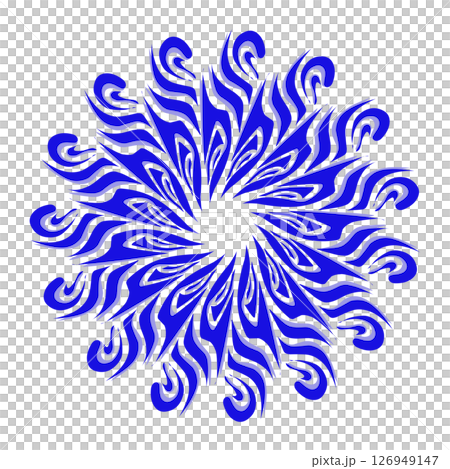 Blue tribal mandala icon with shadow. Perfect for logos, icons, items, tattoos, stickers, posters, banners, clothes, hats 126949147