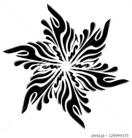 Black tribal mandala icon with shadow. Perfect for logos, icons, items, tattoos, stickers, posters, banners, clothes, hats 126949155