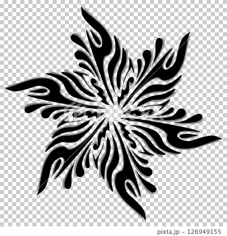 Black tribal mandala icon with shadow. Perfect for logos, icons, items, tattoos, stickers, posters, banners, clothes, hats 126949155