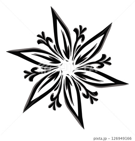 Black tribal mandala icon with shadow. Perfect for logos, icons, items, tattoos, stickers, posters, banners, clothes, hats 126949166