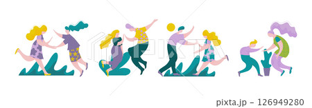 People Character Give High Five Hand Gesture Vector Set People Character Give High Five Hand Gesture Vector Set 126949280