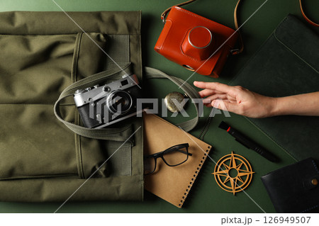 Adventure and travel concept of green background 126949507