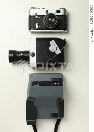 Retro cameras, shooting on retro cameras concept Retro cameras, shooting on retro cameras concept 126949509