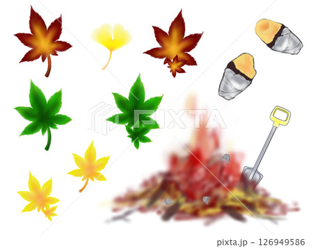 焚き火　紅葉　焼き芋 126949586