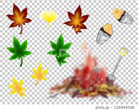 焚き火　紅葉　焼き芋 126949586