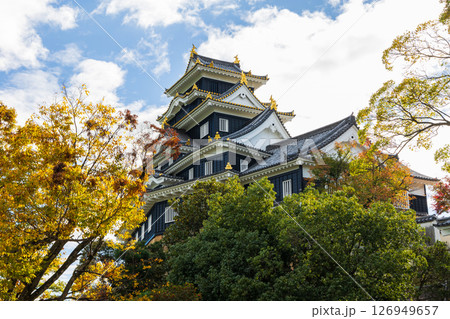 秋の岡山県岡山市　日本100名城　岡山城 126949657