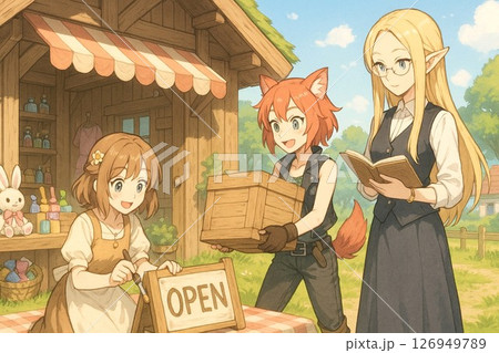 ファンタジーの村で雑貨店を開店する少女と仲間たちの心温まる日常 ファンタジーの村で雑貨店を開店する少女と仲間たちの心温まる日常 126949789