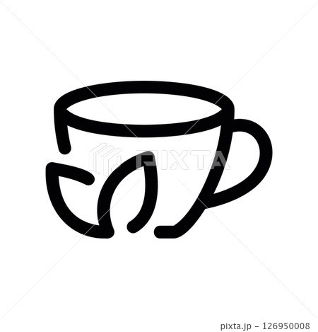 Simple Line Icon of Cup with Tea Leaves Inside Simple Line Icon of Cup with Tea Leaves Inside 126950008