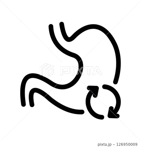 Human stomach outline with circulating arrows, symbolizing digestion 126950009