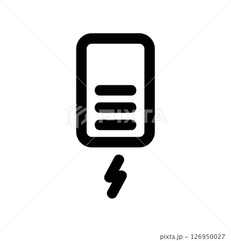 Battery Icon Displaying Active Charging Process with Lightning Bolt 126950027