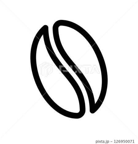 Simple Monochrome Outline Icon of a Single Roasted Coffee Bean 126950071