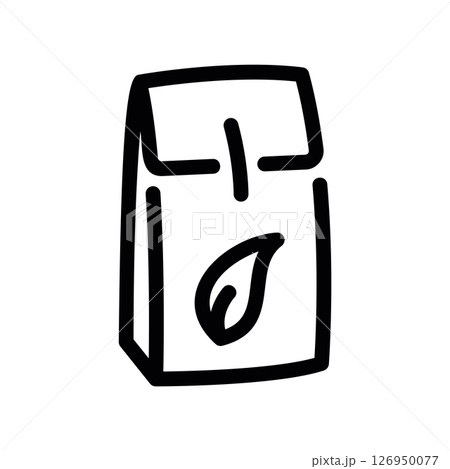 Outline Icon of a Tea Leaf Pouch with Leaf...のイラスト素材 [126950077] - PIXTA