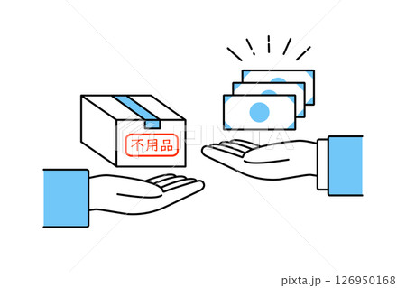 不用品の売却と買取りをイメージしたイラスト 不用品の売却と買取りをイメージしたイラスト 126950168