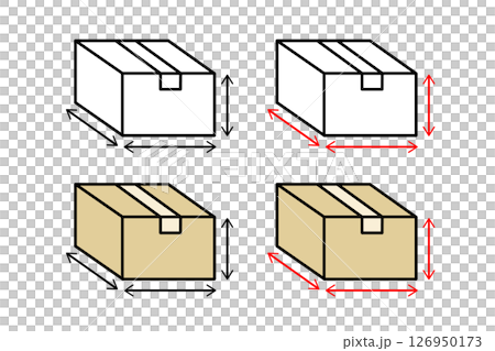An image illustration of measuring the size of a package to be sent by courier 126950173