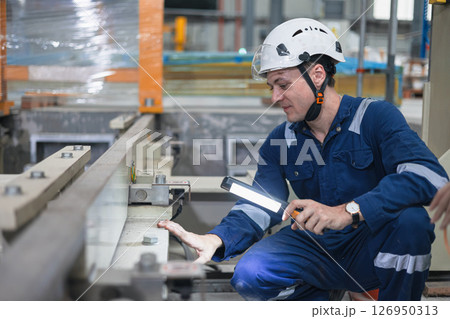train engineer working check inspecting railway track at Train station, advance engineering train engineer working check inspecting railway track at Train station, advance engineering 126950313