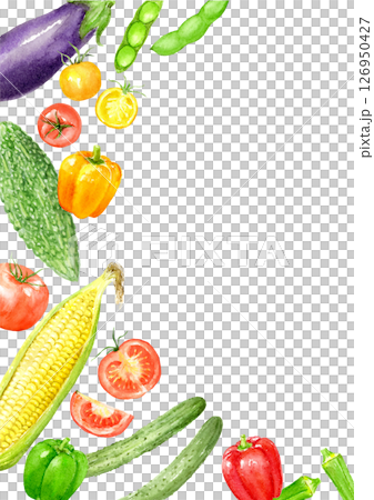 水彩夏季蔬菜框架 126950427