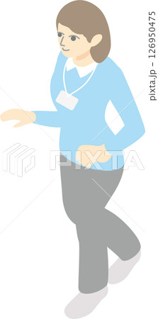 アイソメトリック　俯瞰　人物　女性　医療　介護福祉士　看護師　全身　イラスト素材 126950475