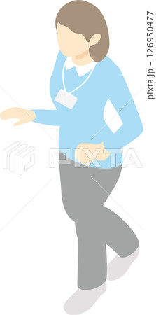 アイソメトリック　俯瞰　人物　女性　医療　介護福祉士　看護師　全身　イラスト素材 126950477